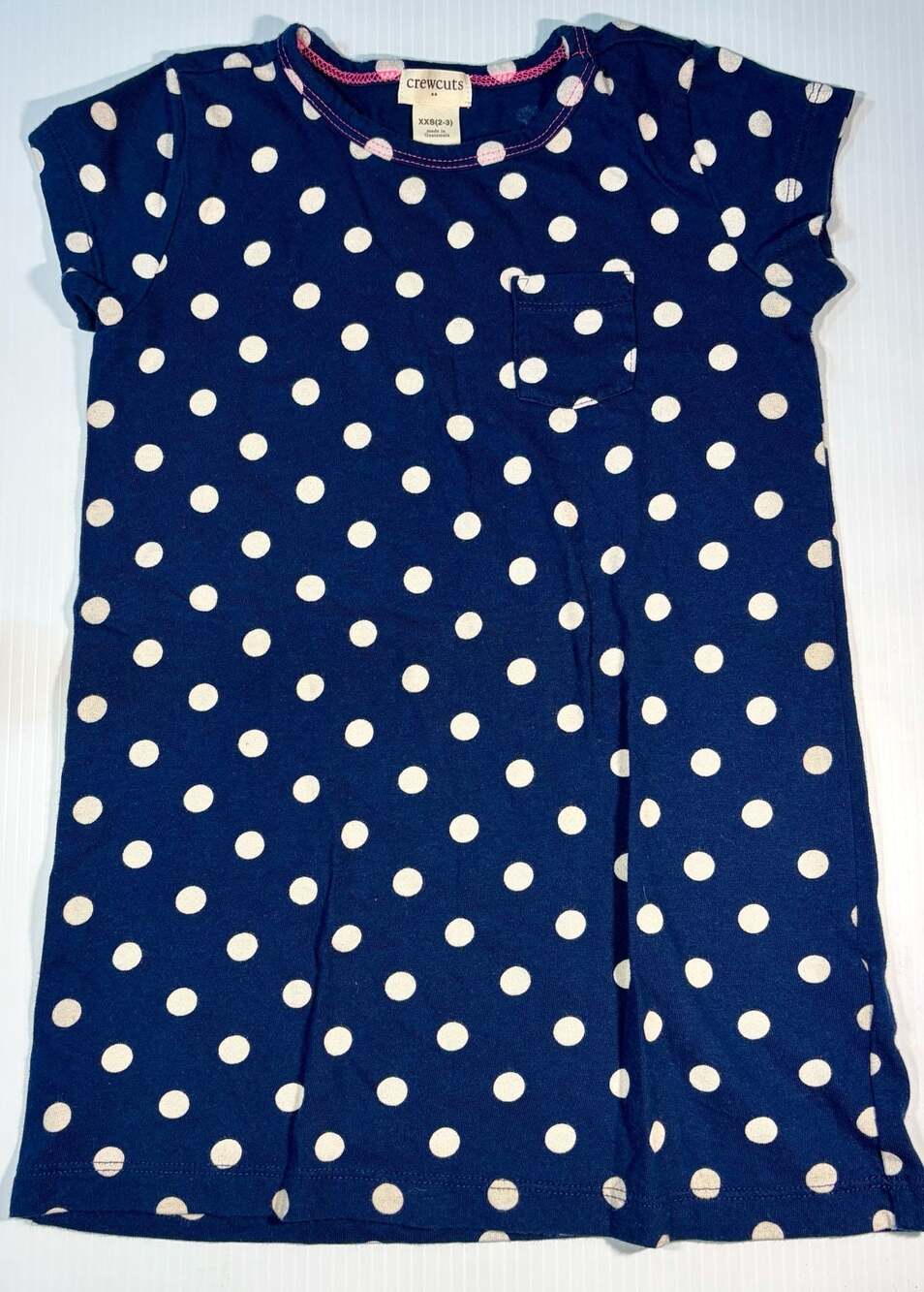 Crewcuts J.Crew Girls Polka Dot Pocket T-Shirt Navy Blue Size XXS (2-3)